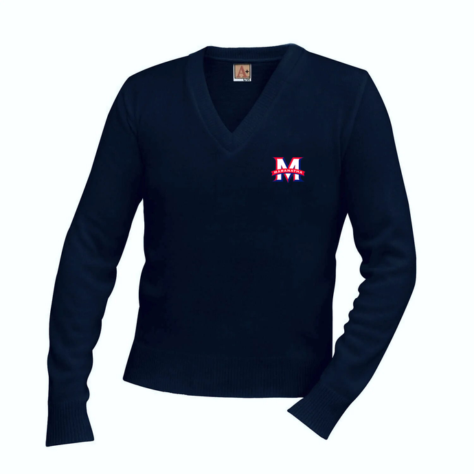 Navy V-Neck Sweater w/ Maranatha Fiberlok Logo