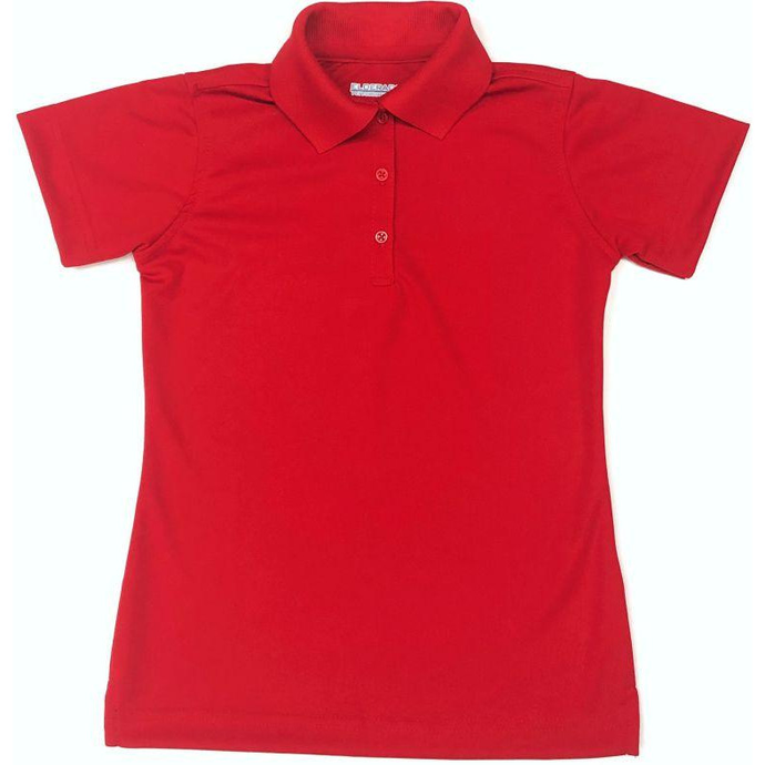 Girls Red Fitted Dri-fit Polo w/Brookfield Embroidered Logo Grades K-4