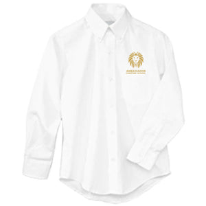 Basic Long Sleeve Oxford Shirt w/ Ambassador Christian School Embroidered Logo Grades 6-12