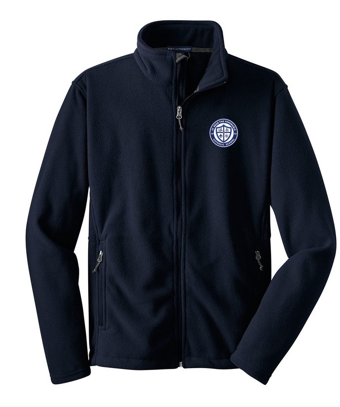 Full Zip Navy Polar Fleece w/ St. Bede Fiberlok Logo TK-8