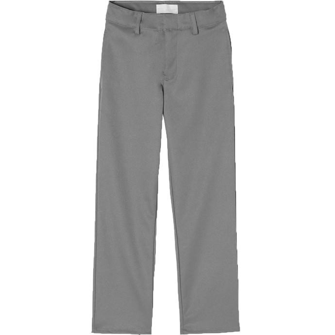 Boys Gray Twill Flat Front Pants