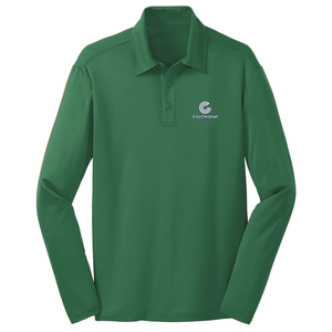 Basic Long Sleeve Knit Polo w/ City Christian Fiberlok Logo