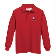 Load image into Gallery viewer, Basic Long Sleeve Knit Polo w/ St. John&#39;s Lutheran Embroidered Logo Grades K-8
