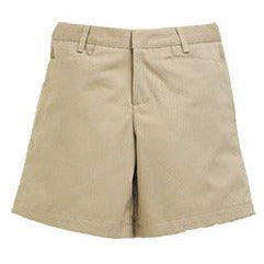 Girl's Khaki Twill Flat Front Shorts Grades K-6