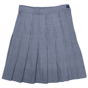 Navy Plaid Box Pleat Skirt