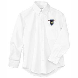 Girls Long Sleeve Oxford Shirt w/ Hillcrest Embroidered Logo Grades 4-12