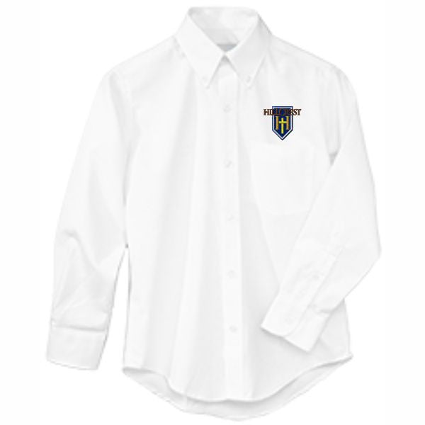 Girls Long Sleeve Oxford Shirt w/ Hillcrest Embroidered Logo Grades 4-12