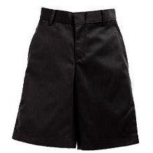 Boys Black Twill Flat Front Shorts