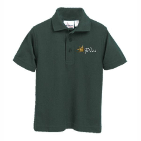 Basic Knit Green Polo w/ Kings Embroidered Logo Grades K-8