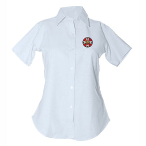 Womens Fitted Oxford Shirt w/ Holy Innocents Embroidered Logo Mandatory Daily Grades 5-12