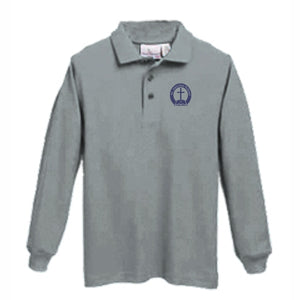 Basic Long Sleeve Knit Polo W/ St. Aloysius Logo Grades K-8