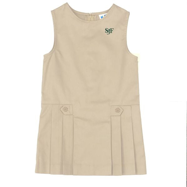 Girls Khaki Jumper w/ Embroidered St. John Fisher Logo Grades TK & K