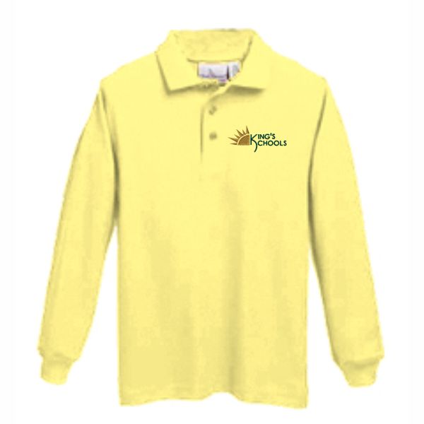 Basic Long sleeve Yellow Knit Polo w/ Kings Embroidered Logo Grades K-5