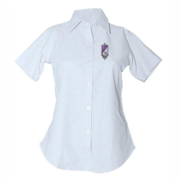 Womens Fitted Oxford Shirt w/ St. Anthony High Embroidered Logo Mandatory for Mass Grades 9-12