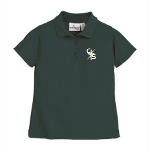 Girls Fitted Knit Polo w/ Christ Lutheran Embroidered Logo Grades K-8