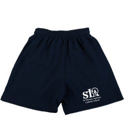 PE Navy Knit Shorts w/ St. Thomas Heatseal Logo Grades TK-8