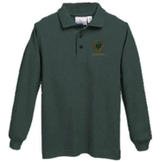 Basic Long Sleeve Knit Polo w/ St. Theresa Embroidered Logo Grades K-8